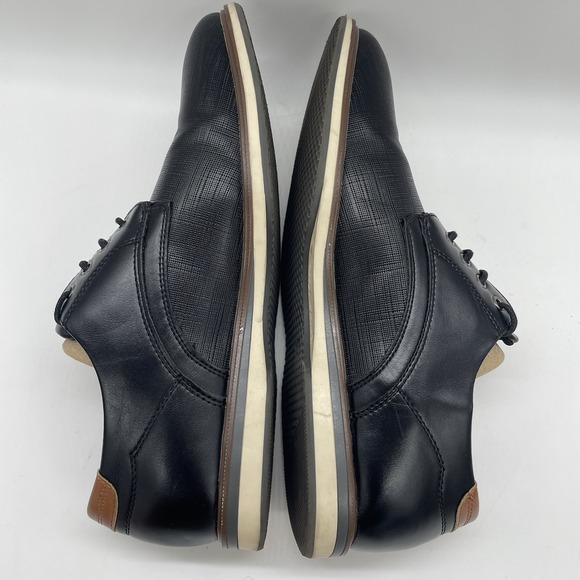 Bruno Marc Mens 10.5 Shoes Oxford Black Stylish Lace Up EUC Brown Trim Preppy - Picture 5 of 10